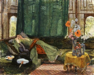 La sieste John Frederick Lewis arabe Peinture à l'huile